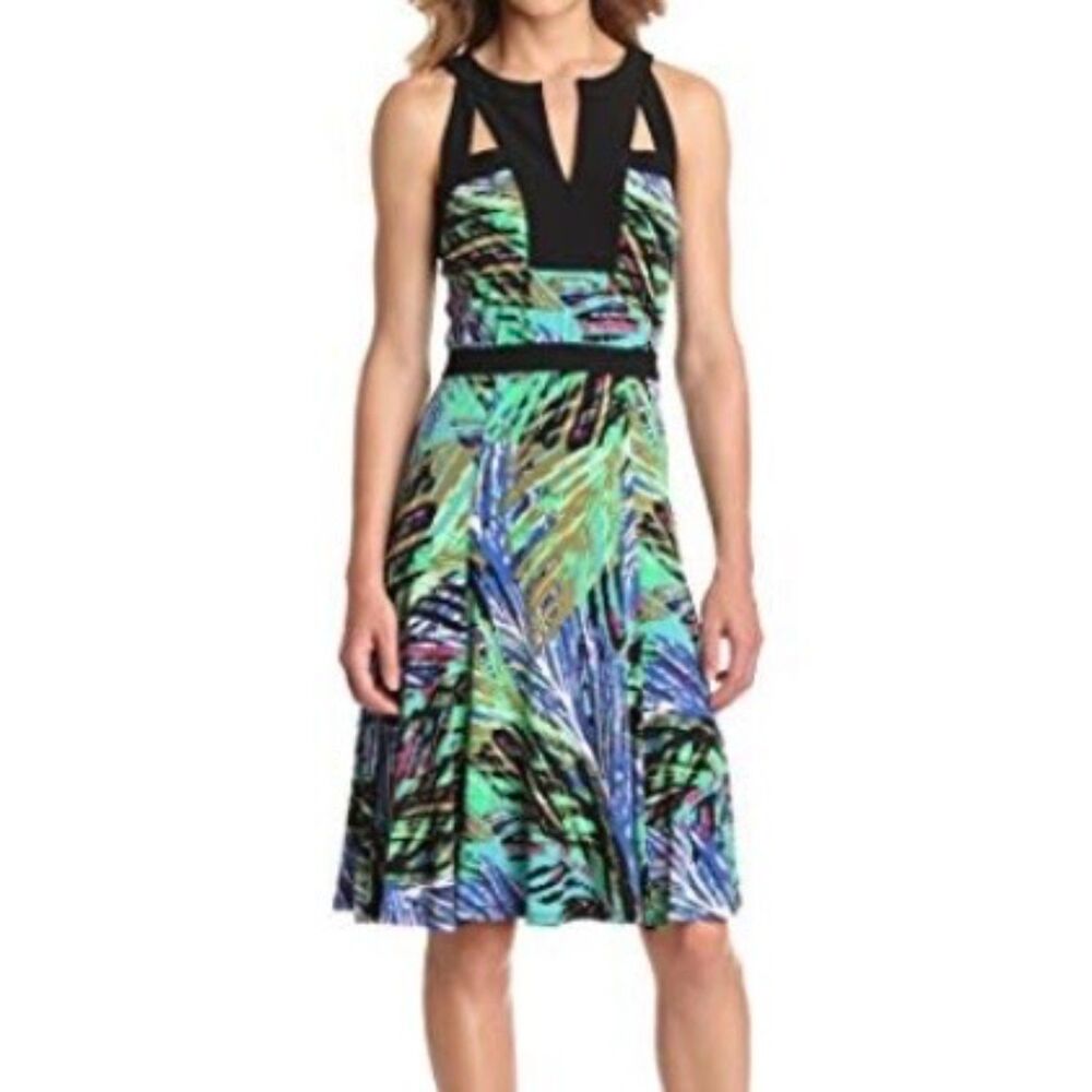 BCBGMaxAzria Lindy dress abstract print halter knee length dress